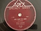 BILLY GUITAR NIGHTHAWKS HERE COMES THE NIGHT APEX  78 RPM RARE ROCKABILLY