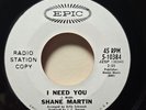 Shane Martin – I Need You / You're So Young 45 RPM Epic Radio Station Promo VG+