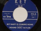 HOUND DOG TAYLOR: My Baby Is Coming Home US ‘60 Key 112 Rare Chicago Blues 45 NM