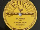 Johnny Cash Sun #221  78rpm Record  Hey Porter / Cry Cry Cry - Near Mint Beauty