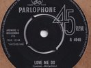 THE BEATLES*LOVE ME DO*BEAT MUSIC*PARLOPHONE*NO RINGO ON DRUMS*HEAR BOTH