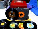 Vintage Metal Record Case + 90  45 rpm Records BEATLES STONES ELVIS BEE GEEs