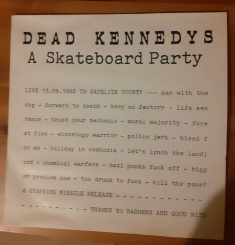 Dead Kennedys Skateboard Party Vinyl LP WHITE COVER Starving Missile 1983