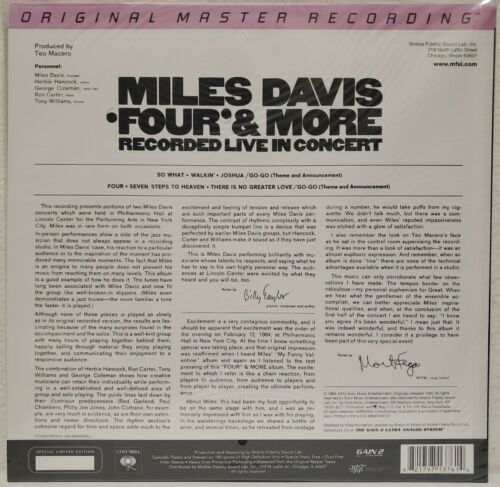 Pic 1 Miles Davis - Four & More: Live in Concert MOFI MFSL LP MINT SEALED PROMO