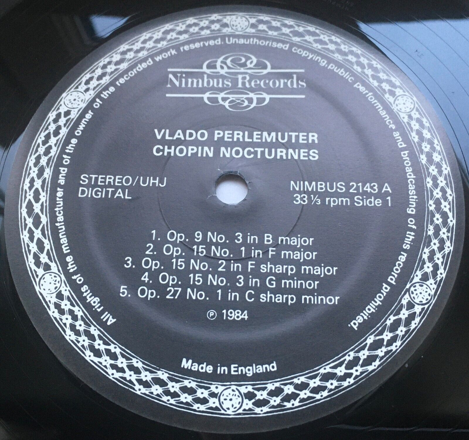 Pic 2 Vlado Perlemuter Chopin Nocturnes Nimbus LP -